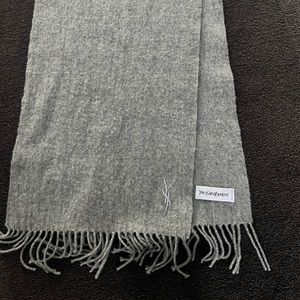 Pure Wool Scarf Gray With YSL Monogram